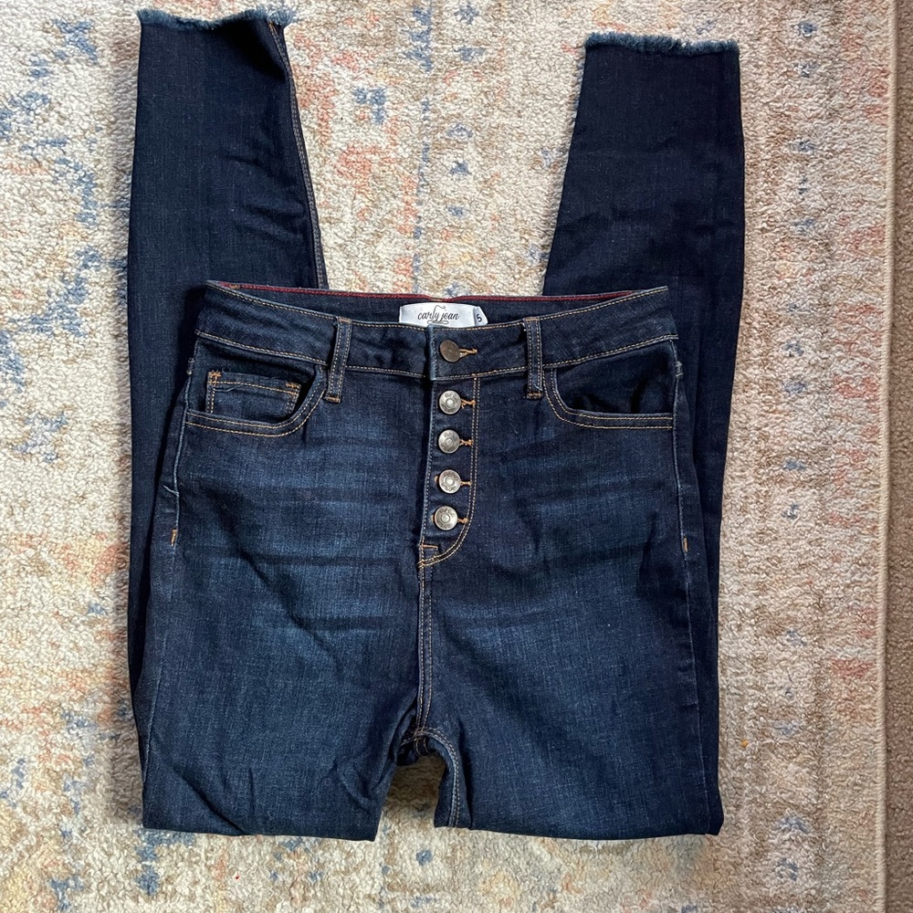 Carly Jean Los Angeles Raw Hem Skinny Jeans